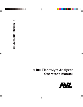 MEDICAL INSTRUMENTS  9180 Electrolyte Analyzer Operator's Manual  
