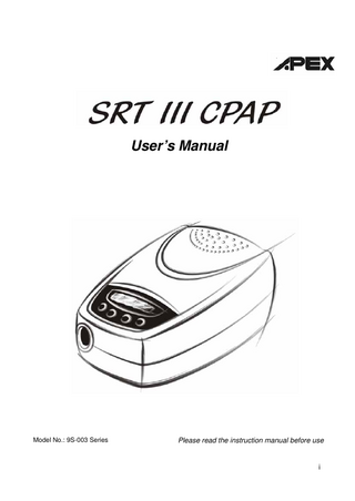 SRT IIICPAP Users Manual Model No 9S-003 Series