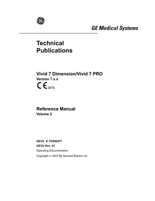 Vivid 7 Dimension and Vivid 7 PRO Reference Manual 2 ver 7.x.x