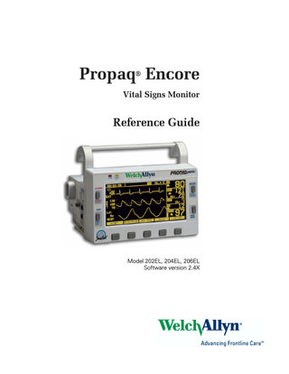 Propaq Encore Vital Signs Monitor 202, 204 and 206EL SW 2.4X Reference Guide