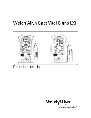 Welch Allyn Spot Vital Signs LXi Direction for Use Rev B
