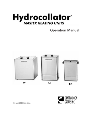 Hydrocollator SS, E-2, E-1 Operation Manual 22180 B