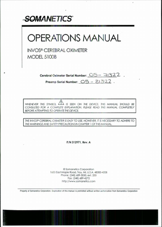 INVOS 5100B Operations Manual Rev A