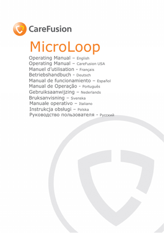 CareFusion MicroLoop Operating Manual Issue 1.0 Feb 2010