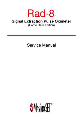 Rad-8 Signal Extraction Pulse Oximeter Service Manual