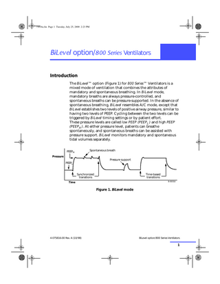 800 Series Ventilator System Operator’s Manual Addendum Rev A BiLevel option