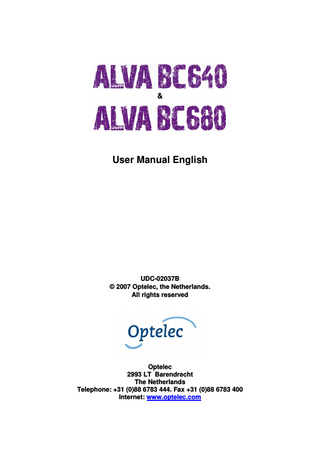 ALVA BC640 and BC680 User Manual