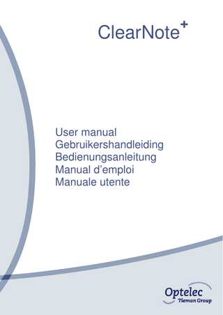 +  ClearNote  User manual Gebruikershandleiding Bedienungsanleitung Manual d’emploi Manuale utente  