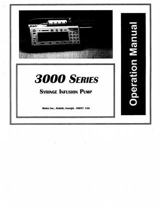 3000 Series Syringe Infusion Pump Operation Manual