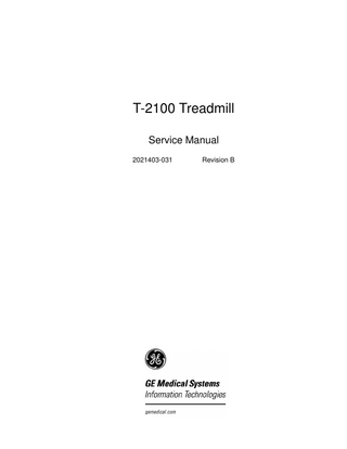 T-2100 Treadmill Service Manual 2021403-031  Revision B  