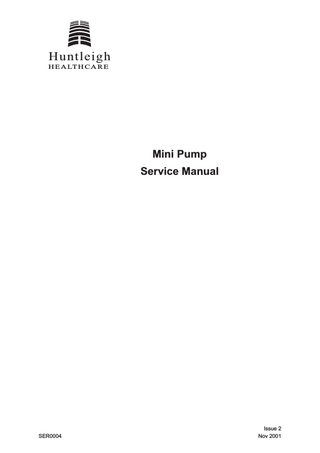 Huntleigh Mini Pump Service Manual Issue 2 Nov 2001