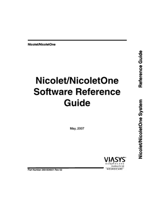 VIASYS Nicolet and NicoletOne System Information for Software Reference System Rev 02 v5.3