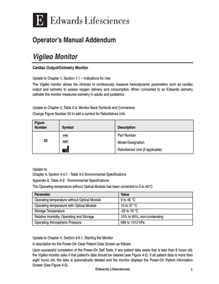 Vigileo Monitor Operator’s Manual Addendum May 2007