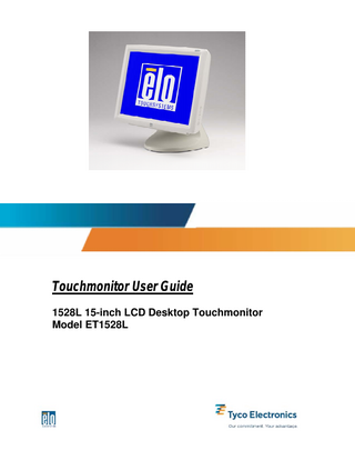 Tyco Model ET1528L Touchmonitor User Guide Rev B