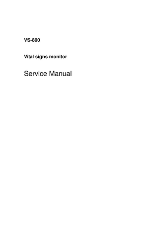 VS-800  Vital signs monitor  Service Manual  