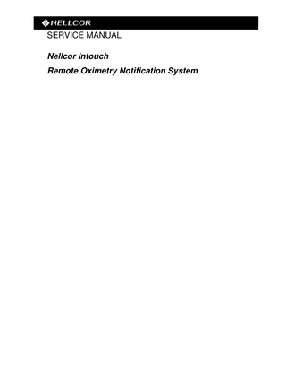 Nellcor Intouch Service Manual sw ver 2.4.6 or lower