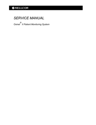 Oxinet II Service Manual Rev A July 2002