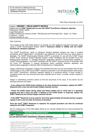 CEM Nosecones Urgent Field Safety Notice Dec 2013