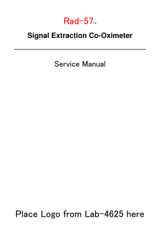 Rad-57 Signal Extraction Pulse Co-Oximeter Service Manual April 2006
