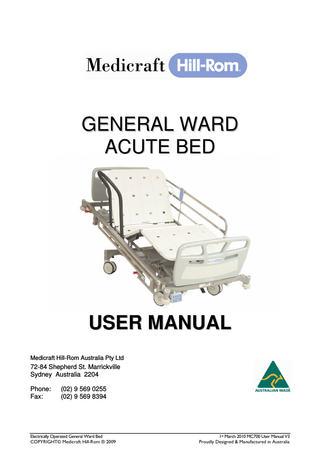 Medicraft Hill-Rom General Ward Acute Bed User Manual V3 March 2010