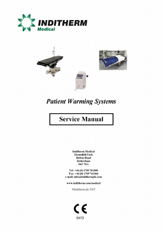 Inditherm Patient Warming Systems Service Manual Rev. 1.3 Jan 2007
