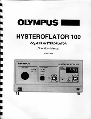OLYMPUS HYSTEROFLATOR 1OO COzGAS HYSTEROFLATOR OperatorsManual 8G14901-0 REVB  