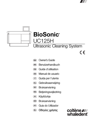 UC125H Ultrasonic Cleaning System Owners Guide