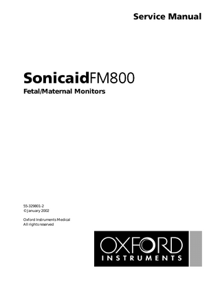 Sonicaid FM800 Service Manual Jan 2002