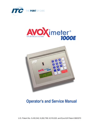AVOXimeter 1000E Operators and Service Manual Rev 9.06