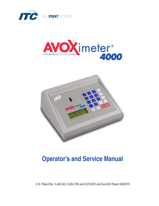 AVOXimeter 4000 Operators and Service Manual Rev 9.06
