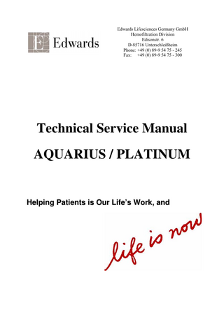 Aquarius Platinum Service Manual Ver 4.2 Feb 2006