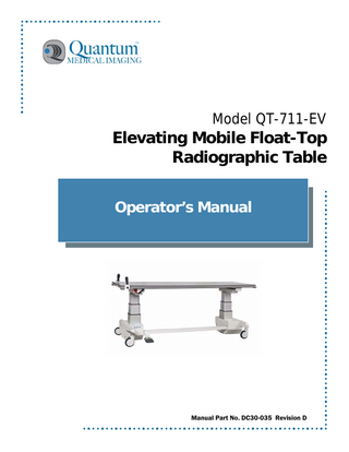 Model QT-711-EV Operators Manual Rev D