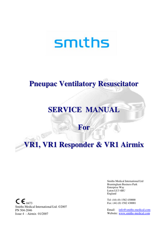 VR1, VR1 Responder & VR1 Airmix Service Manual Issue 4 Jan 2007