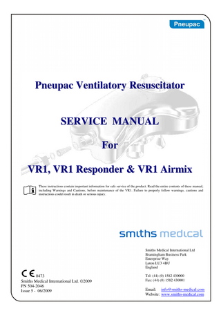 VR1, VR1 Responder & VR1 Airmix Service Manual Issue 5 June 2009