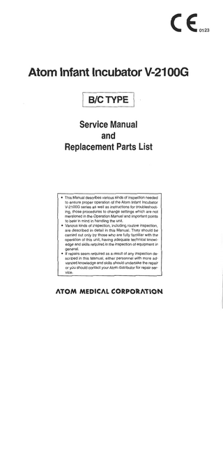 V-2100G B & C Type Service Manual and Replacement Parts List April 2004