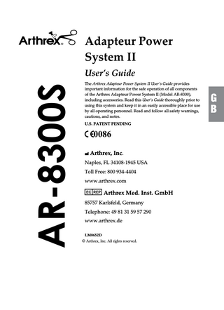 AR-8300 Adapteur Power System II User’s Guide