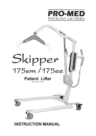 Skipper Model 175em and 175ee Patient Lifter Instruction Manual