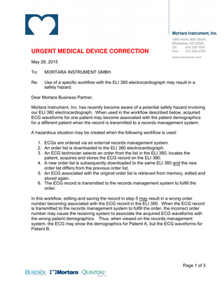 ELI 380 Urgent Medical Device Correction May 2015