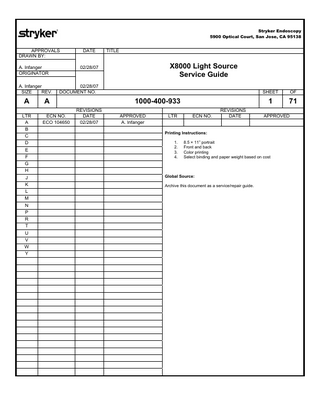 X8000 Light Source Service Guide