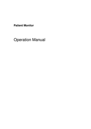 Patient Monitor  Operation Manual  