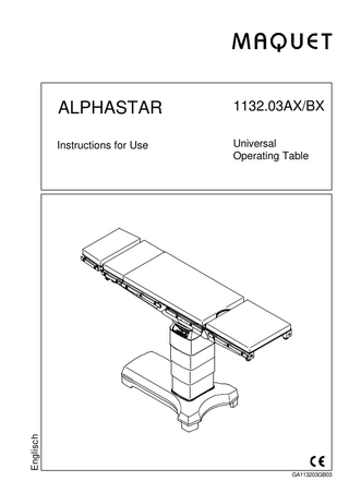 1132.03AX/BX  Instructions for Use  Universal Operating Table  Englisch  ALPHASTAR  GA113203GB03  