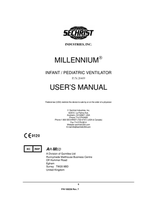 Millennium Users Manual Rev 7