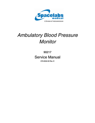 Ambulatory Blood Pressure Monitor 90217  Service Manual 070-0502-00 Rev. E  