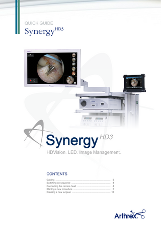 Synergy HD3 System HD Vision, Image Management Quick Guide