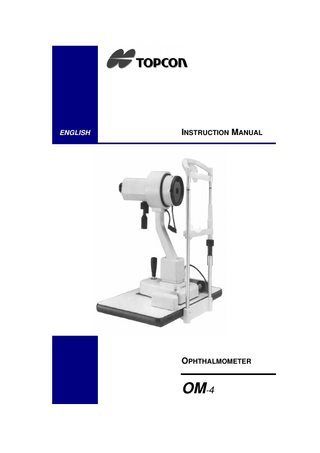 ENGLISH  INSTRUCTION MANUAL  OPHTHALMOMETER  OM-4  