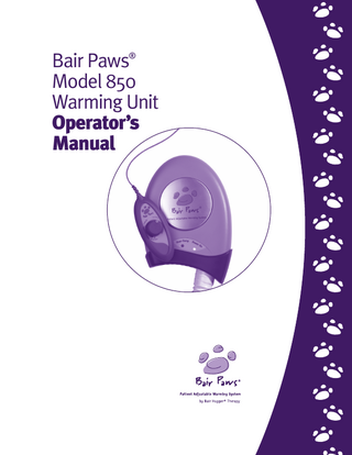 3M Bair Paws Model 850 Operators Manual May 2008