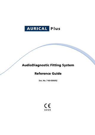 AudioDiagnostic Fitting System Reference Guide Doc. No. 7-60-0500/02  