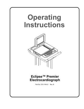 Eclipse Premier Electrocardiograph Operating Instructions Rev B