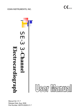 SE-3 3 Channel Electrocardiograph User Manual Ver V1.7 Aug 2008