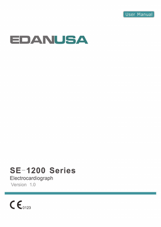 SE-1200 Series Electrocardiograph User Manual Ver 1.0